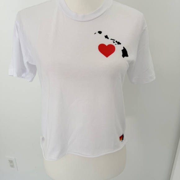 Aviator Nation Tops - Aviator Nation White Short Sleeve Tee Shirt with Heart Small